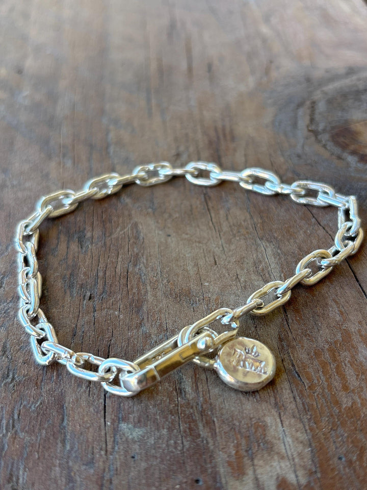 Hand Forged Brass Link Bracelet for Men – Solid Chain Bracelet, 30 Link Artisan Bracelet, Minimalist Men’s Jewelry, Tarnish Resistant