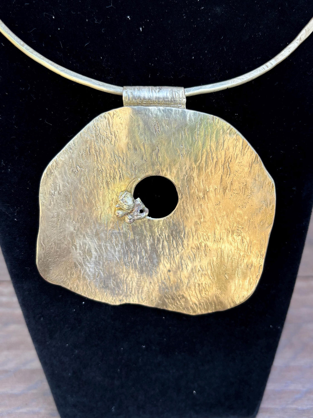 Hand Hammered Brass Statement Choker Necklace | Organic Sculptural Pendant | Bold Artisan Collar | Modern Minimalist Jewelry | Gift for Her