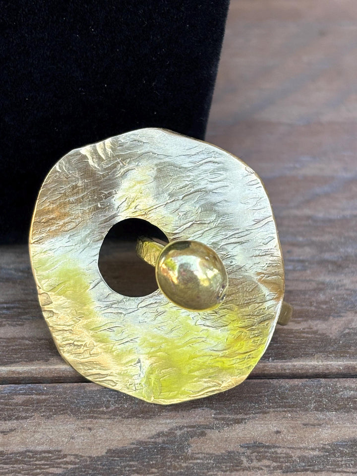 Bold Sculptural Statement Ring | Hand Hammered Brass Organic Ring | Modern Artisan Jewelry | Abstract Adjustable Ring | Unique Gift for Her