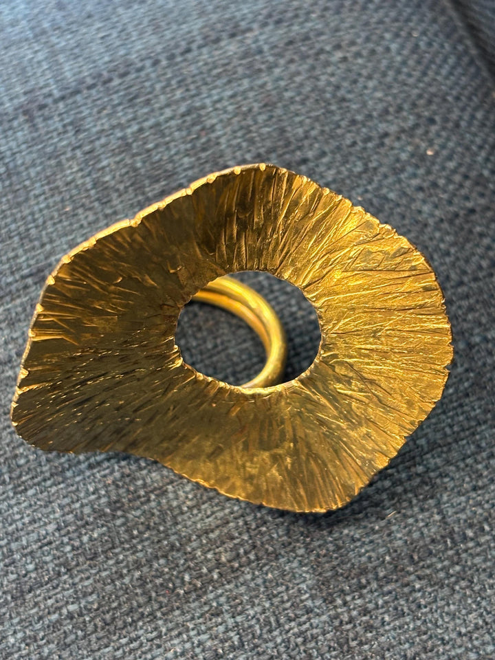 Sculptural Brass Reef Necklace, Heavy Statement Pendant, Organic Textured Gold Jewelry, Handmade Artisan Piece