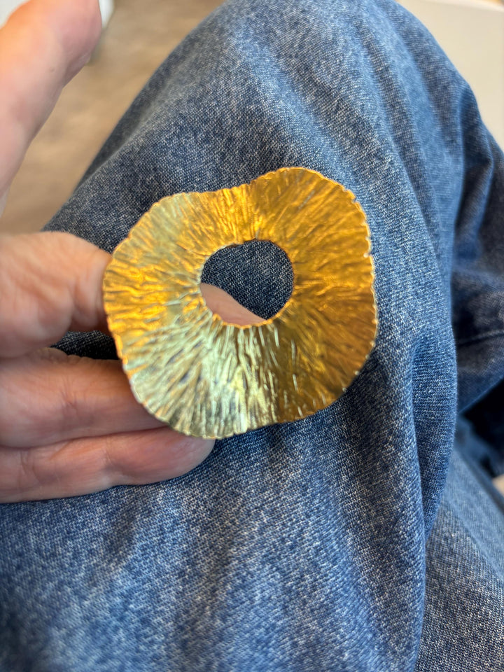 Sculptural Brass Reef Necklace, Heavy Statement Pendant, Organic Textured Gold Jewelry, Handmade Artisan Piece