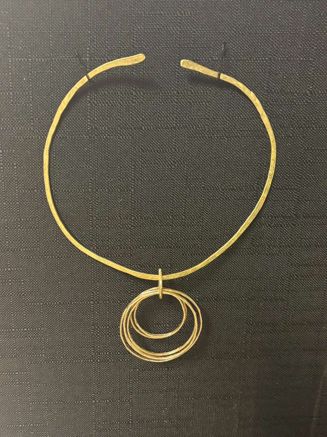 Hand Forged Brass Circle Necklace | Geometric Statement Choker | Artisan Hoop Pendant Necklace | Modern Minimalist Jewelry