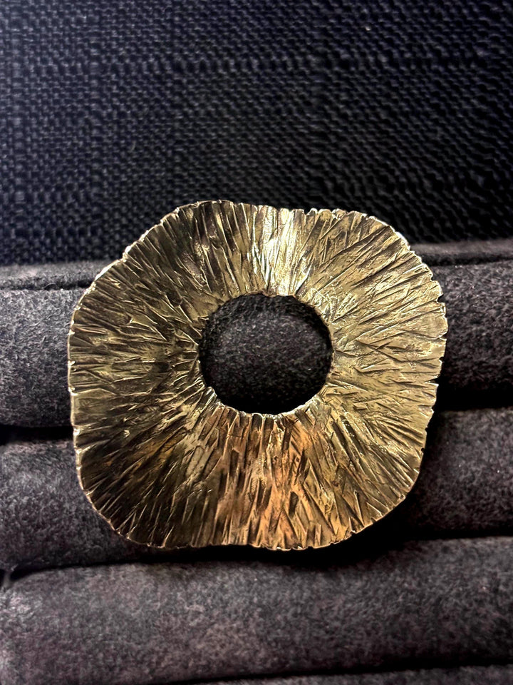 Sculptural Brass Reef Necklace, Heavy Statement Pendant, Organic Textured Gold Jewelry, Handmade Artisan Piece