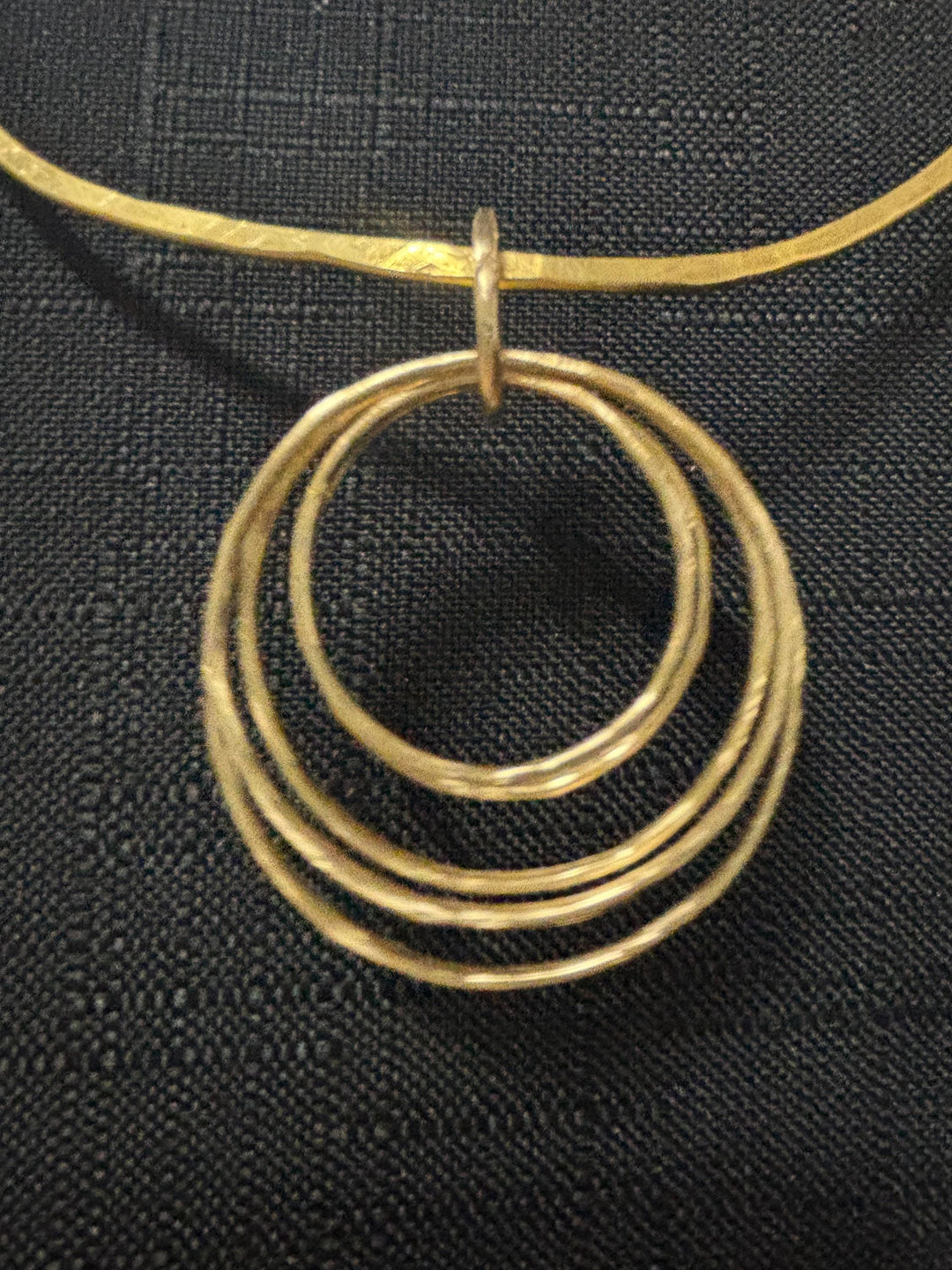 Hand Forged Brass Circle Necklace | Geometric Statement Choker | Artisan Hoop Pendant Necklace | Modern Minimalist Jewelry