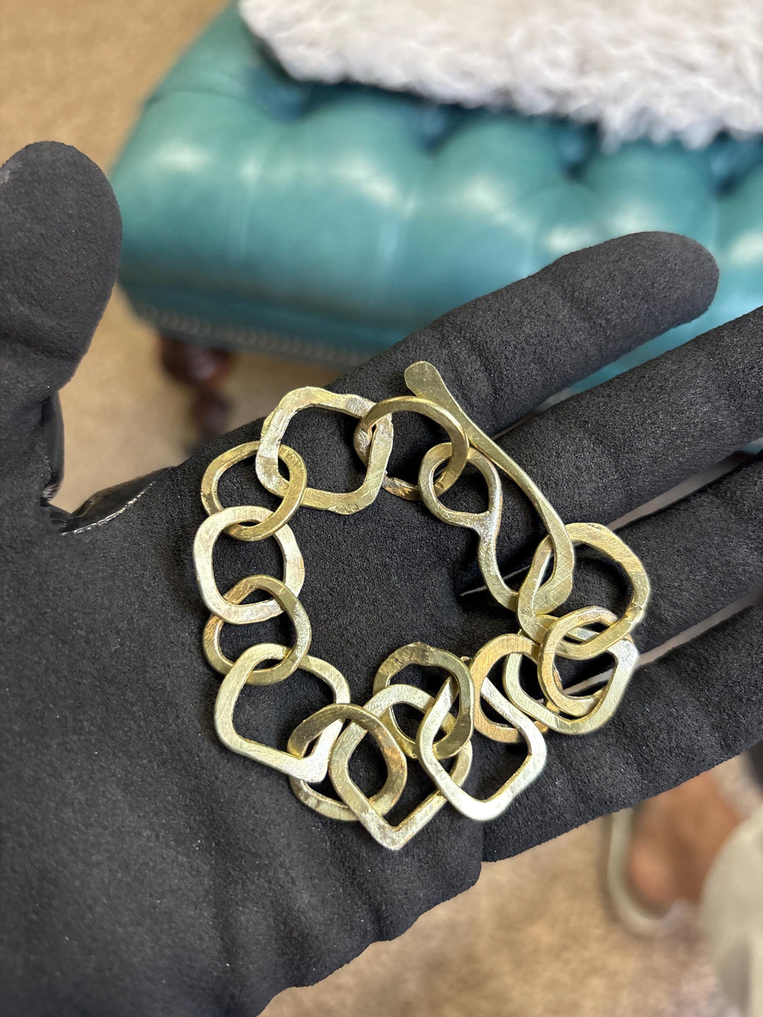Hand Hammered Brass Link Bracelet | Chunky Statement Chain Bracelet | Artisan Gold Bracelet | Sculptural Jewelry | Bold Modern Heirloom