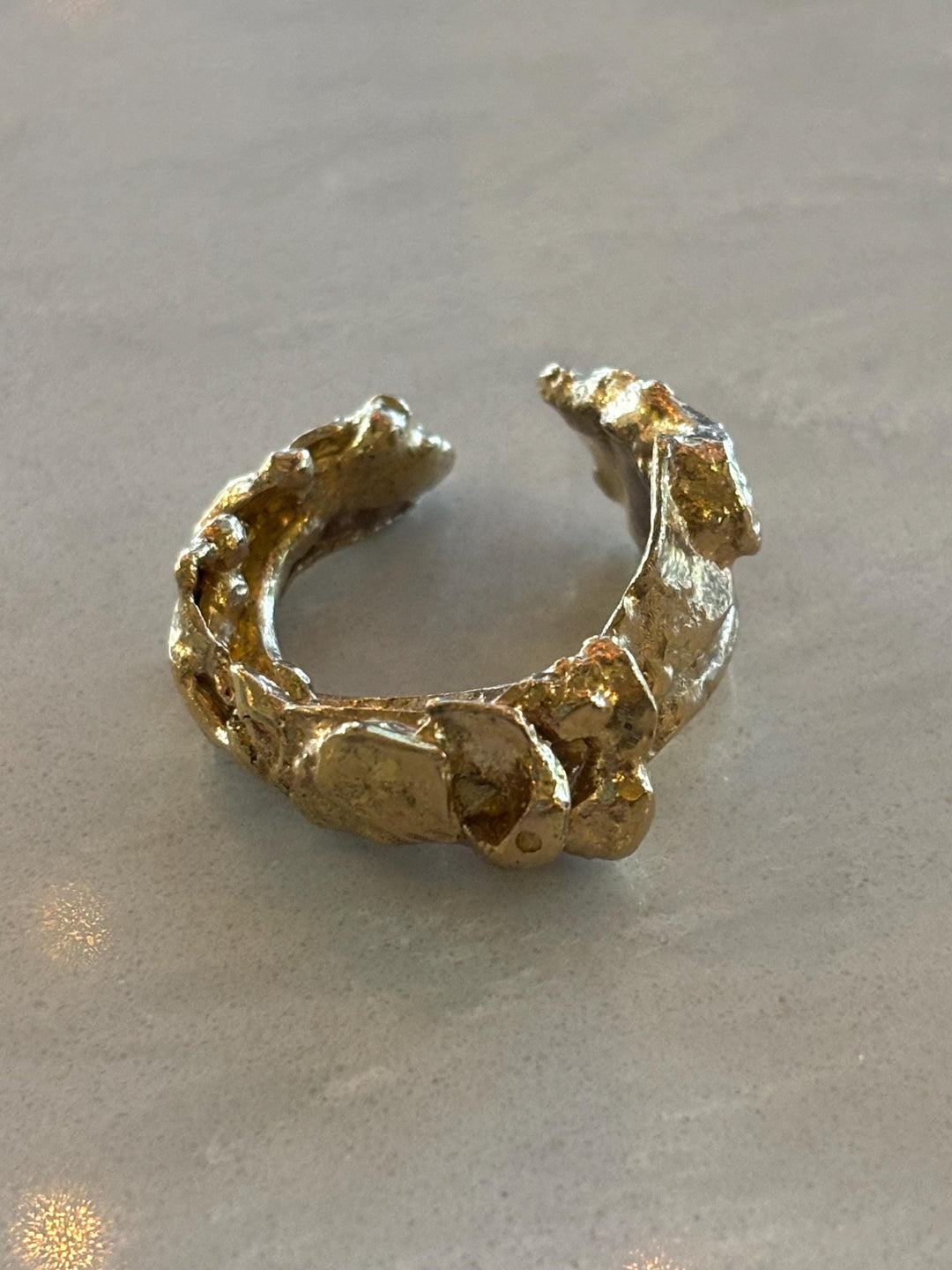 Chunky Organic Brass Ring Adjustable | Handmade Brutalist Statement Ring | Artisan Metalwork Jewelry
