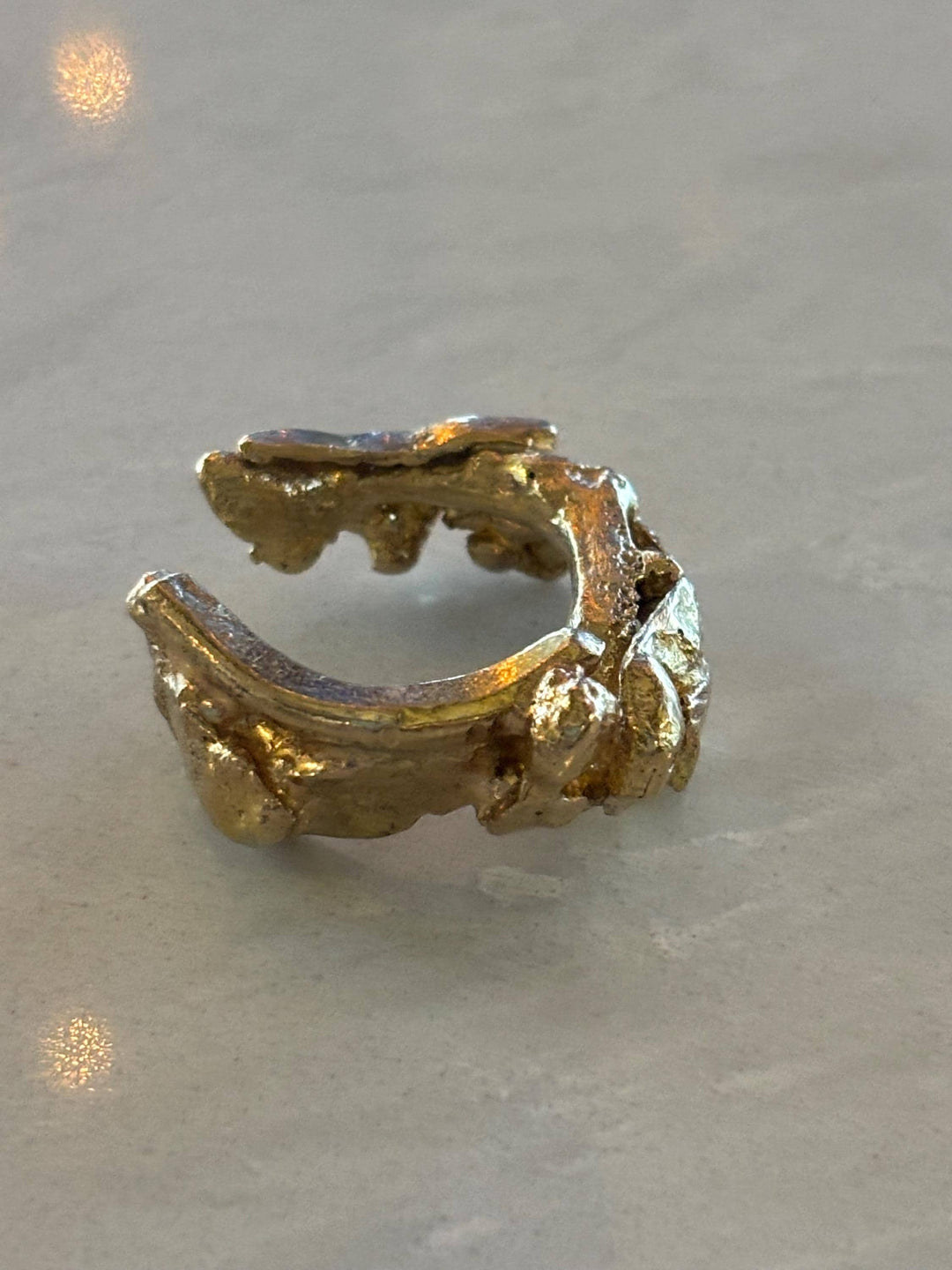 Chunky Organic Brass Ring Adjustable | Handmade Brutalist Statement Ring | Artisan Metalwork Jewelry