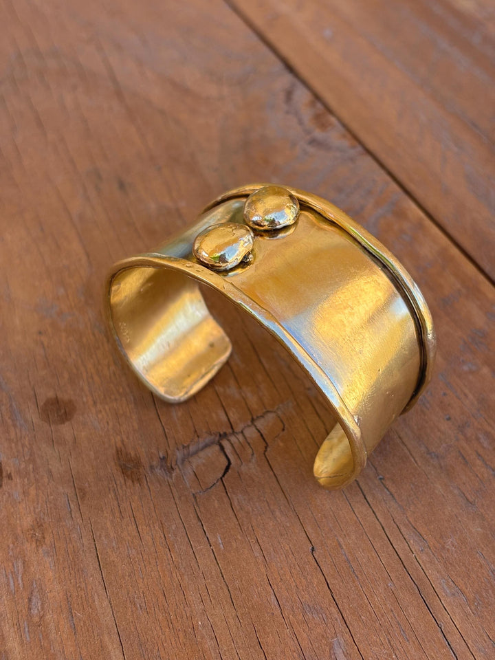 Hand Forged Brass Cuff Bracelet | Wide Artisan Statement Cuff | Bold Minimalist Boho Jewelry | Adjustable Handmade Brass Bracelet for Women