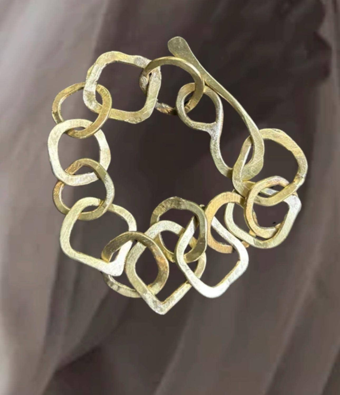 Hand Hammered Brass Link Bracelet | Chunky Statement Chain Bracelet | Artisan Gold Bracelet | Sculptural Jewelry | Bold Modern Heirloom