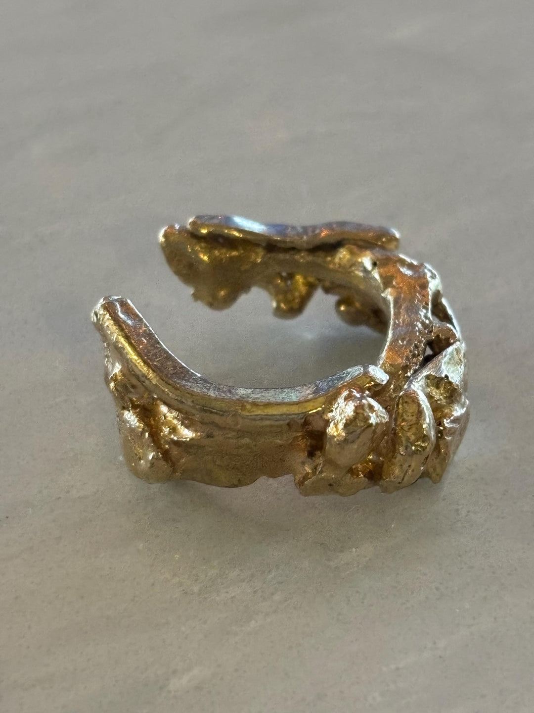 Chunky Organic Brass Ring Adjustable | Handmade Brutalist Statement Ring | Artisan Metalwork Jewelry