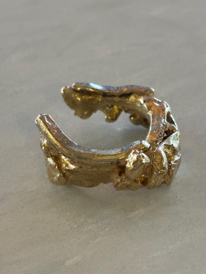 Chunky Organic Brass Ring Adjustable | Handmade Brutalist Statement Ring | Artisan Metalwork Jewelry