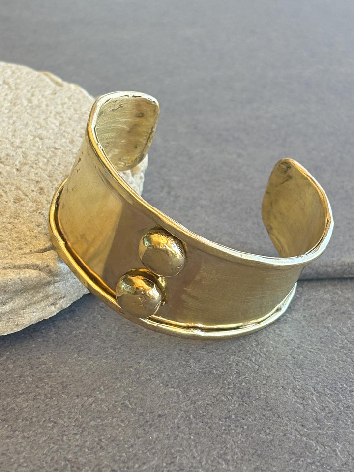 Hand Forged Brass Cuff Bracelet | Wide Artisan Statement Cuff | Bold Minimalist Boho Jewelry | Adjustable Handmade Brass Bracelet for Women