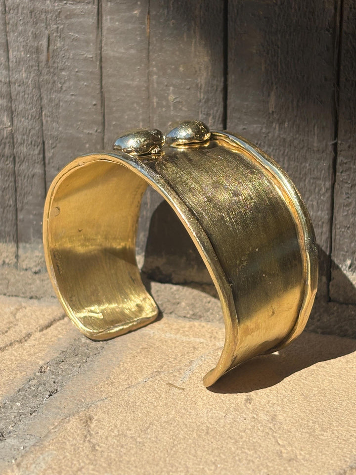 Hand Forged Brass Cuff Bracelet | Wide Artisan Statement Cuff | Bold Minimalist Boho Jewelry | Adjustable Handmade Brass Bracelet for Women