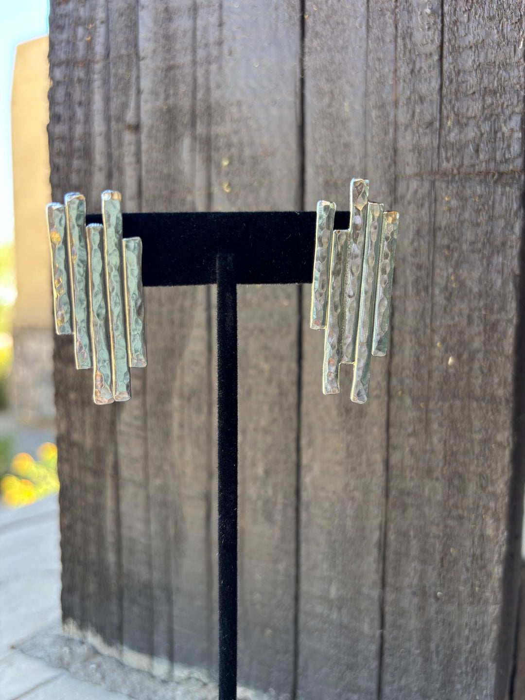 Sterling Silver Statement Earrings, Hand Forged Modern Earrings, Architectural Jewelry, Artisan Silver Earrings, Bold Contemporary
