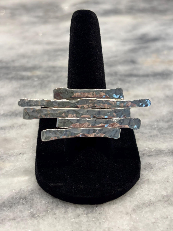 Sterling Silver Statement Ring, Hand Forged Silver Ring, Modern Architectural Ring, Artisan Silver Jewelry, Contemporary Ring