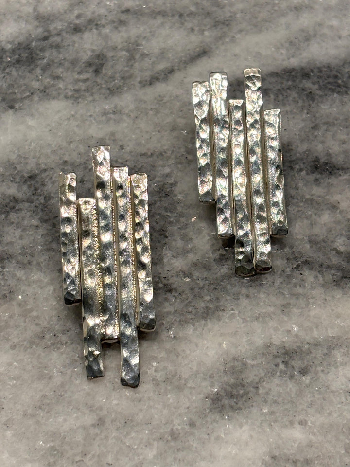 Sterling Silver Statement Earrings, Hand Forged Modern Earrings, Architectural Jewelry, Artisan Silver Earrings, Bold Contemporary