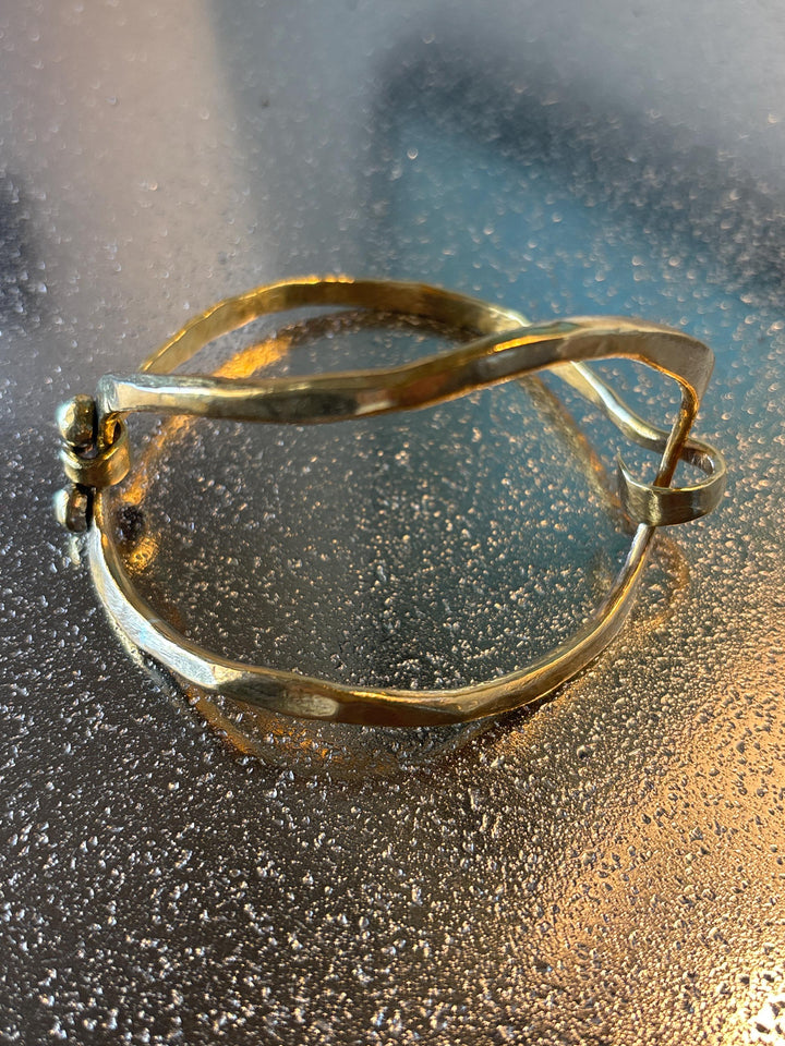 Hand Forged Brass Cuff Adjustable Hammered Brass Bangle Artisan Statement Bracelet for Women Modern Boho Jewelry Handmade Gift