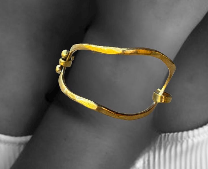 Hand Forged Brass Cuff Adjustable Hammered Brass Bangle Artisan Statement Bracelet for Women Modern Boho Jewelry Handmade Gift