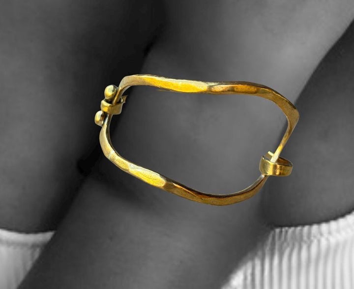 Hand Forged Brass Cuff Adjustable Hammered Brass Bangle Artisan Statement Bracelet for Women Modern Boho Jewelry Handmade Gift