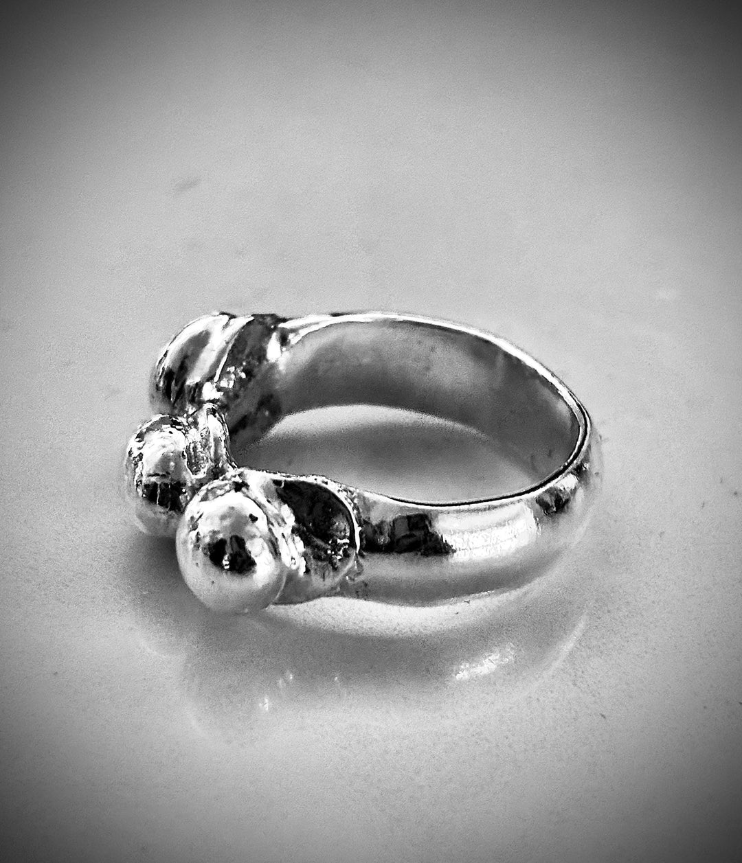 Sterling Silver Statement Ring, Organic Silver Ball Ring, 9 Gram Solid Sterling, Hand Forged Sculptural Ring, The Orbit Ring