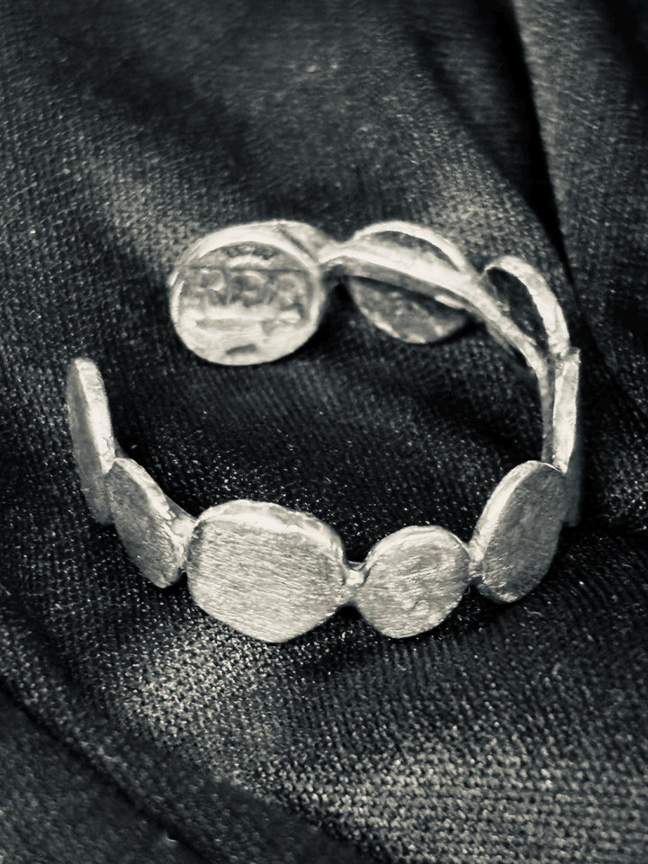 Sterling Silver Adjustable Ring, Organic Disc Statement Ring, Modernist Brutalist Ring, Handmade Sculptural Silver Jewelry
