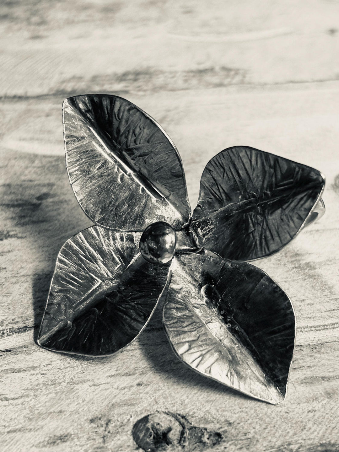Sterling Silver Botanical Statement Ring, Sculptural Leaf Ring, Handmade Floral Cocktail Ring, Organic Wearable Art Jewelry