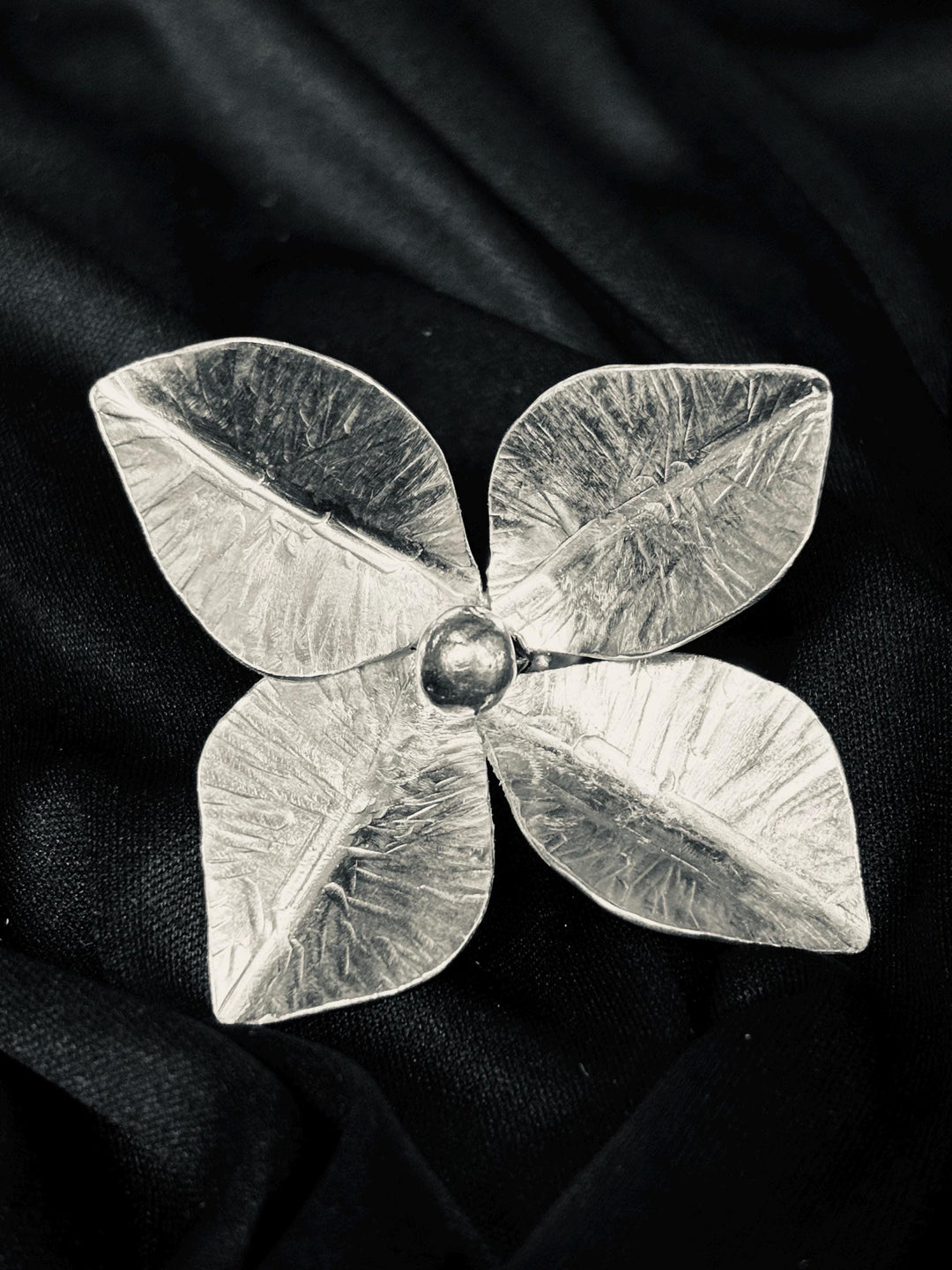 Sterling Silver Botanical Statement Ring, Sculptural Leaf Ring, Handmade Floral Cocktail Ring, Organic Wearable Art Jewelry