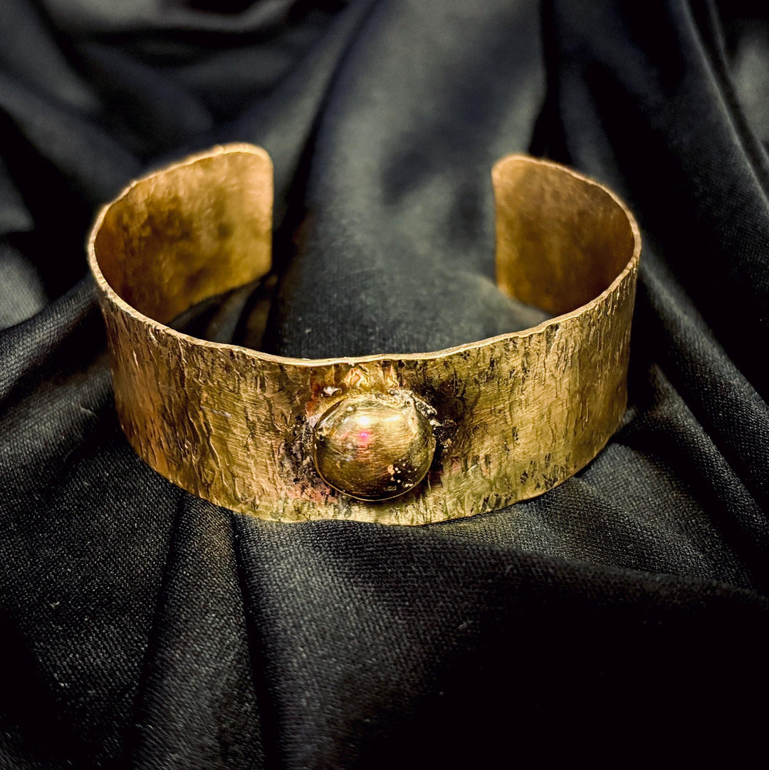 Molten No. 1 Brass Cuff Bracelet, Organic Brutalist Jewelry, Hand Forged Statement Cuff, Sculptural Modernist Bracelet