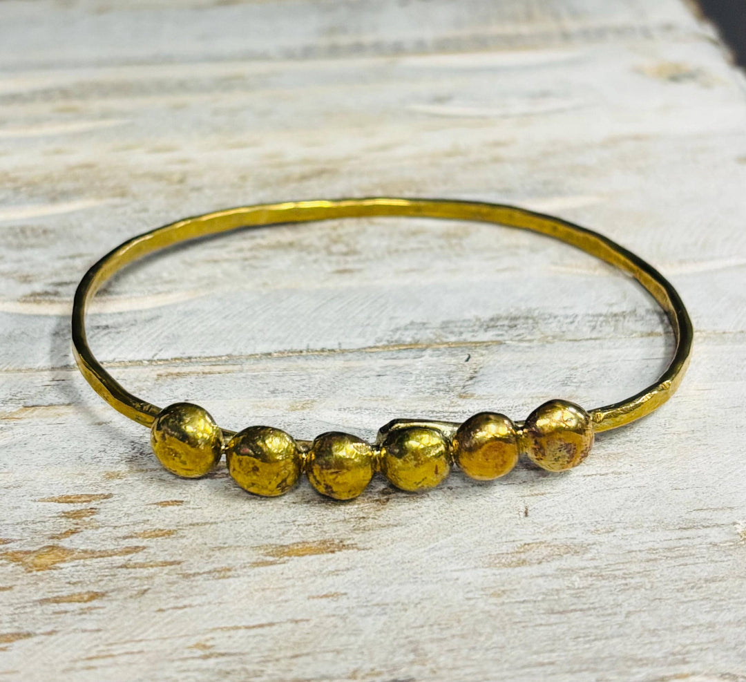 Molten Six Brass Bangle Bracelet, Hand Forged Sculptural Bracelet, Organic Brutalist Jewelry, Modernist Statement Bangle