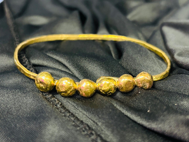 Molten Six Brass Bangle Bracelet, Hand Forged Sculptural Bracelet, Organic Brutalist Jewelry, Modernist Statement Bangle
