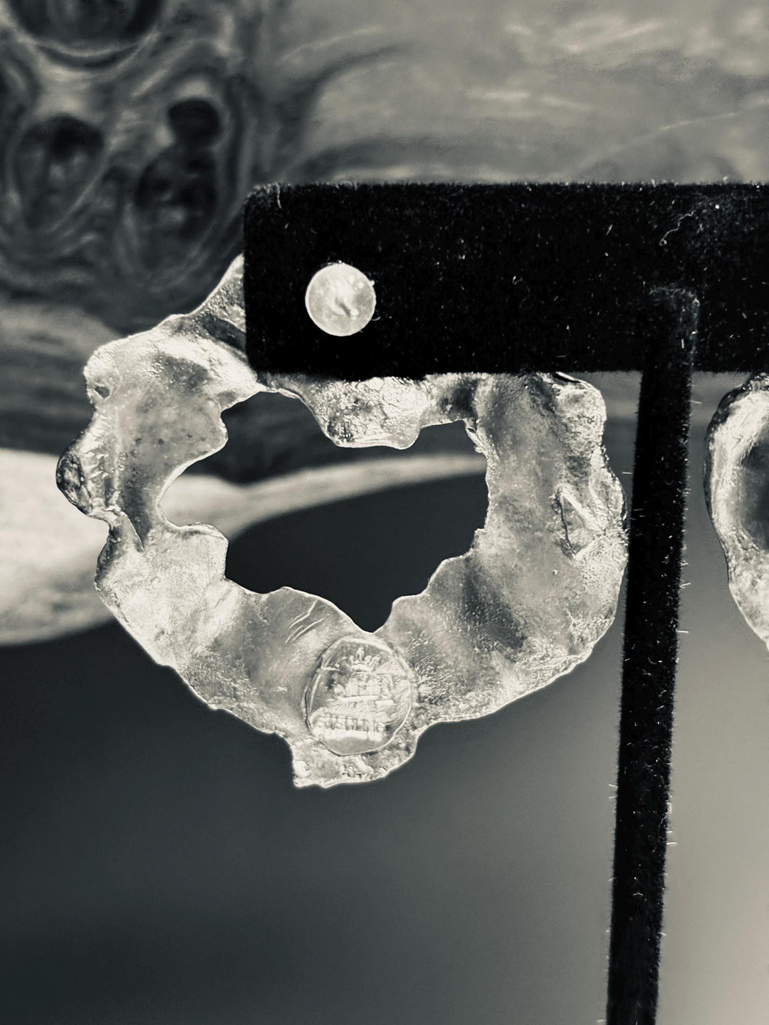 Molten Sterling Silver Earrings, Organic Brutalist Statement Earrings, Sculptural Silver Jewelry