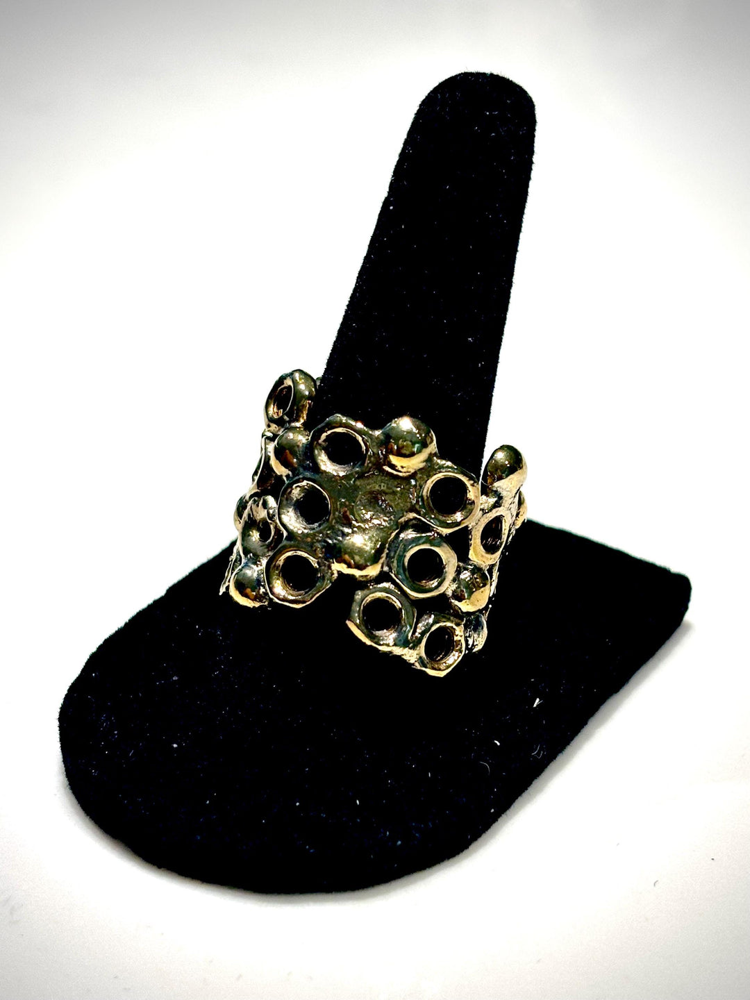 Organic Brass Statement Ring, Coral Reef Ring, Sculptural Wide Band Ring, Handmade Brutalist Jewelry, One of a Kind Ring