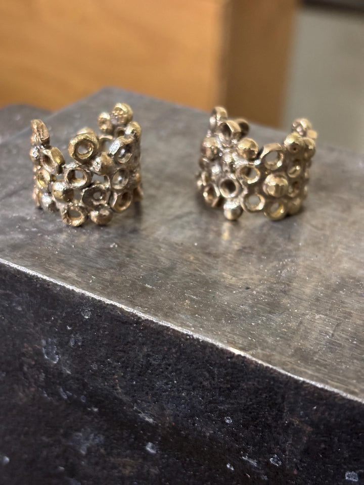 Organic Brass Statement Ring, Coral Reef Ring, Sculptural Wide Band Ring, Handmade Brutalist Jewelry, One of a Kind Ring