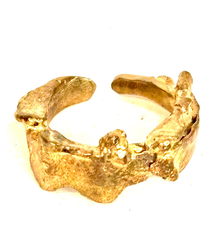 Organic Brass Adjustable Ring, Sculptural Statement Ring, Hand Forged Wide Band Ring, Molten Brass Jewelry, Wearable Art