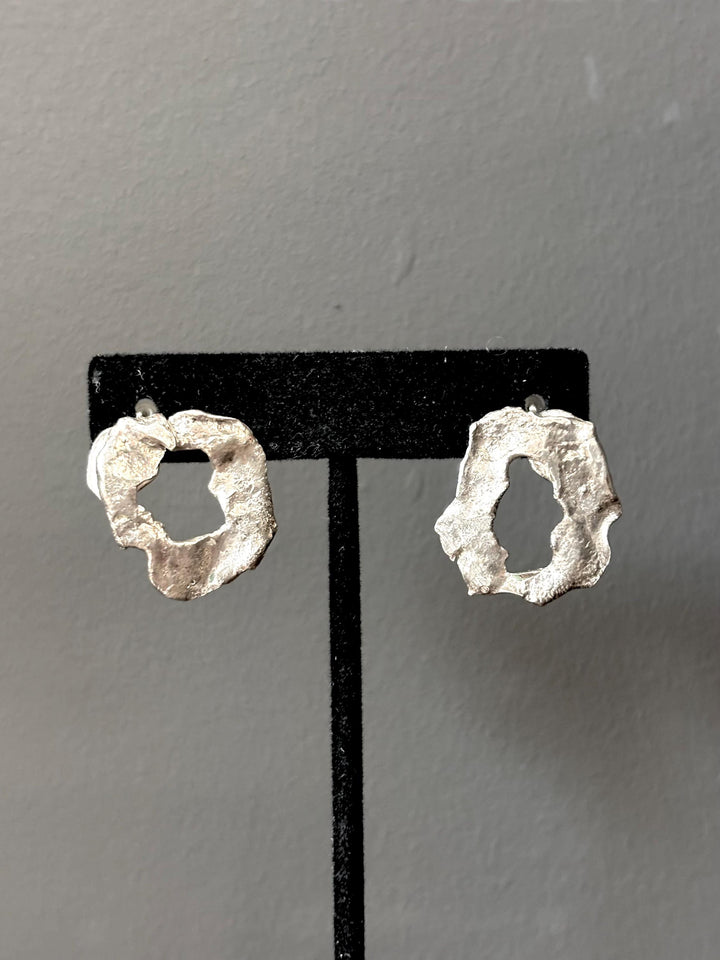 Molten Sterling Silver Earrings, Organic Statement Studs, Sculptural Silver Earrings, Handmade Wearable Art Jewelry