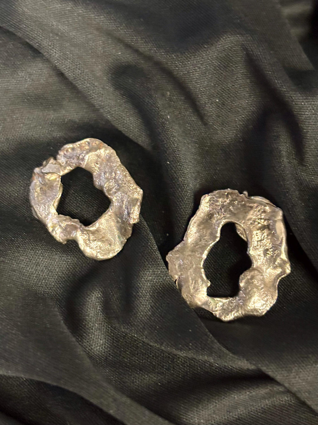 Molten Sterling Silver Earrings, Organic Statement Studs, Sculptural Silver Earrings, Handmade Wearable Art Jewelry