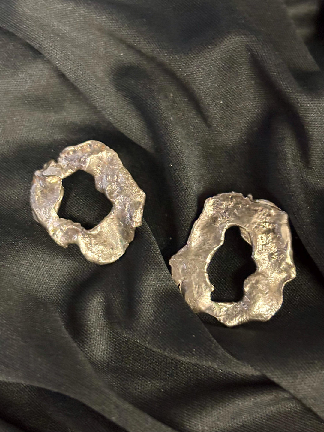 Molten Sterling Silver Earrings, Organic Statement Studs, Sculptural Silver Earrings, Handmade Wearable Art Jewelry