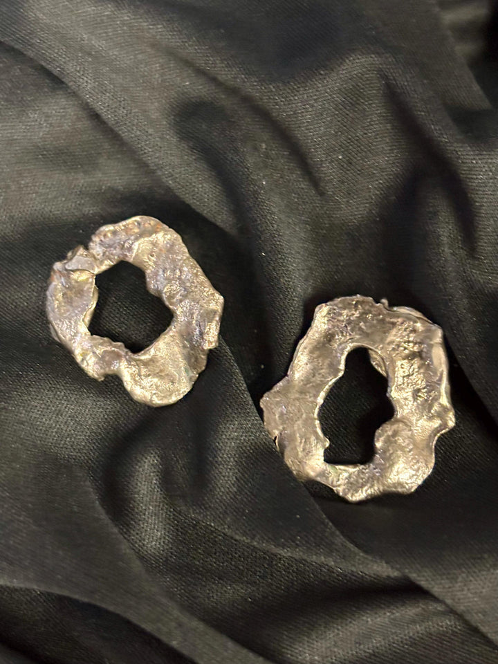 Molten Sterling Silver Earrings, Organic Statement Studs, Sculptural Silver Earrings, Handmade Wearable Art Jewelry