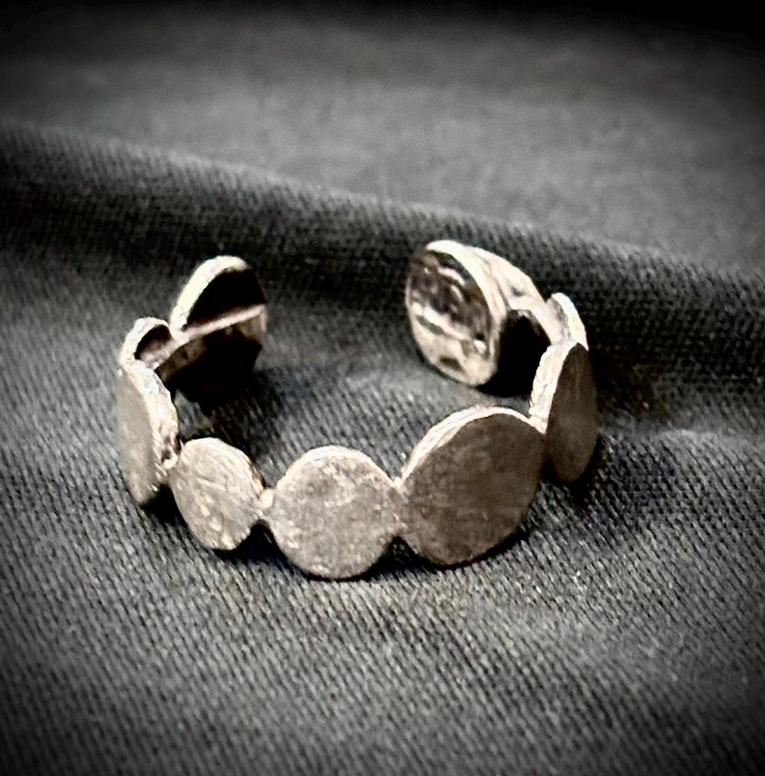 Sterling Silver Adjustable Ring, Organic Disc Statement Ring, Modernist Brutalist Ring, Handmade Sculptural Silver Jewelry