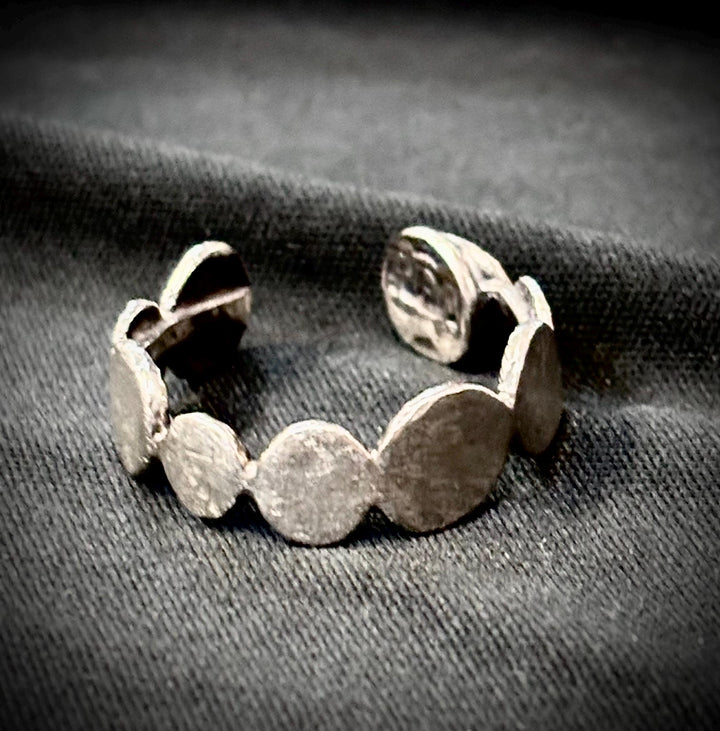Sterling Silver Adjustable Ring, Organic Disc Statement Ring, Modernist Brutalist Ring, Handmade Sculptural Silver Jewelry