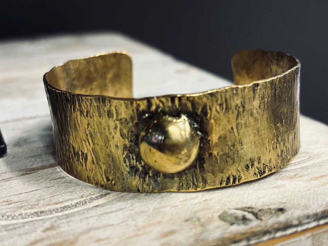 Molten No. 1 Brass Cuff Bracelet, Organic Brutalist Jewelry, Hand Forged Statement Cuff, Sculptural Modernist Bracelet