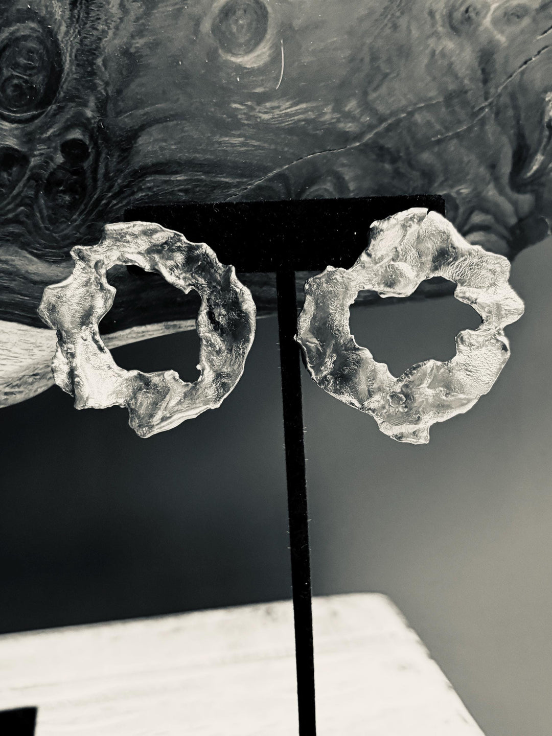 Molten Sterling Silver Earrings, Organic Brutalist Statement Earrings, Sculptural Silver Jewelry