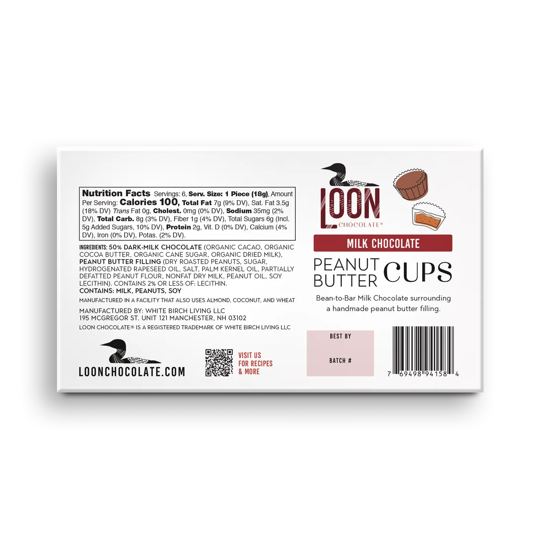 Loon Milk Chocolate Peanut Butter Cups   Qty 6   3.75oz