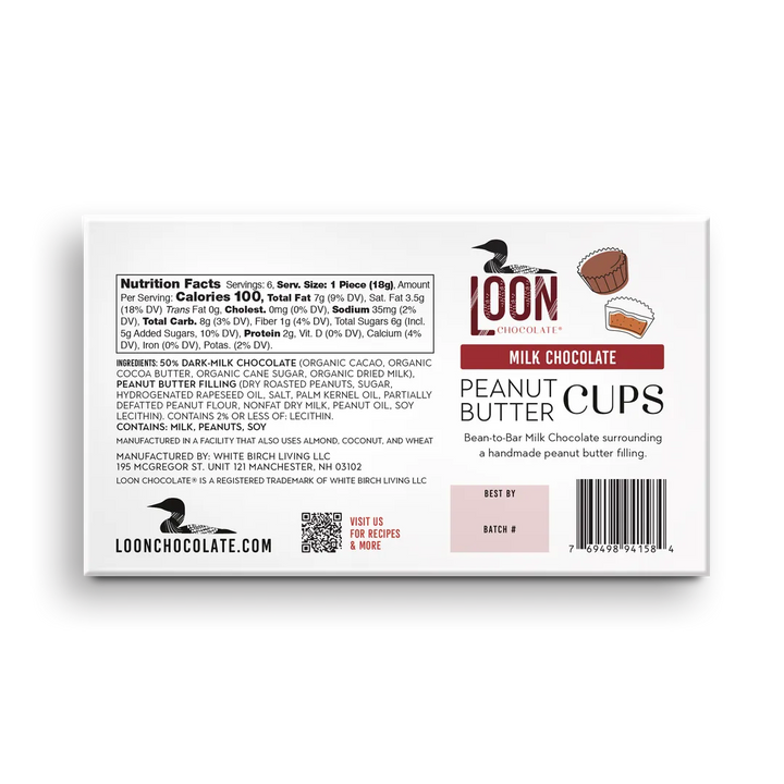 Loon Milk Chocolate Peanut Butter Cups   Qty 6   3.75oz