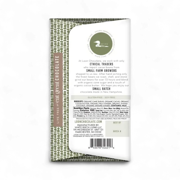 Caribbean Kiss Milk Chocolate Coconut Ginger Bar    2.3 oz