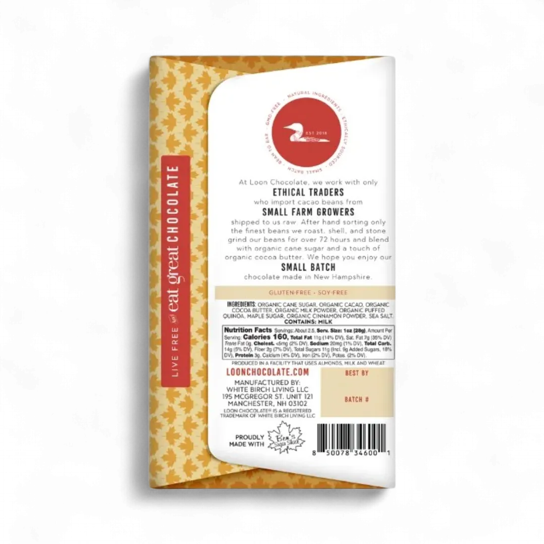 Maple Crunch Milk Chocolate Bar  - Ben's Sugar Shack  2.3 oz