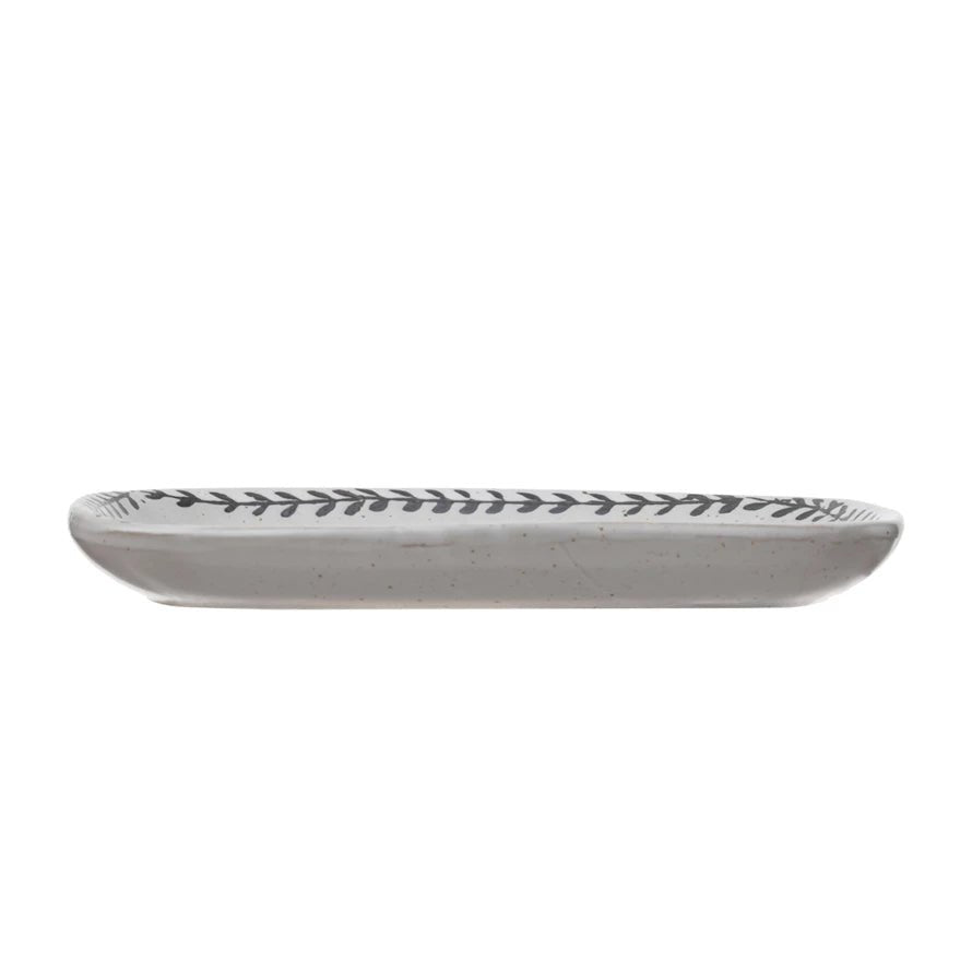 Stoneware Plate w/ Debossed Pattern Edge - SEARED LIVING